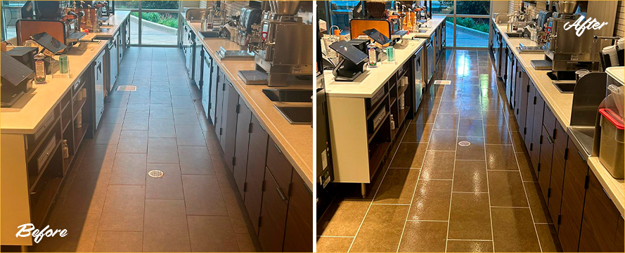 Commercial Floor Before and After Our Hard Surface Restoration Services in Allentown, PA