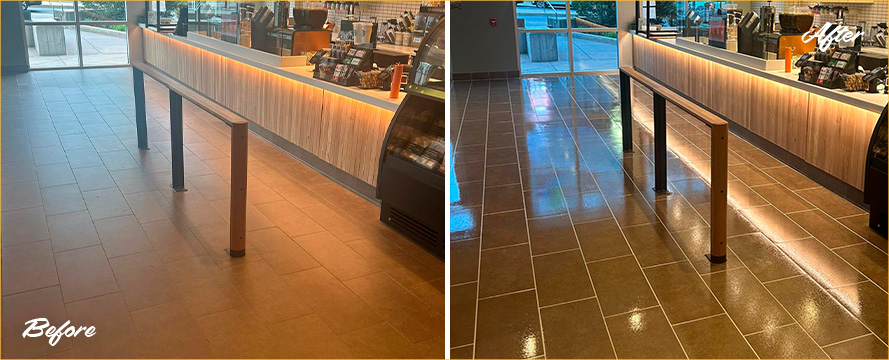 Tile Floor Before and After Our Hard Surface Restoration Services in Allentown, PA