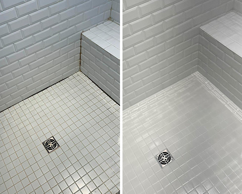 Shower Before and After a Grout Sealing in Southampton, PA