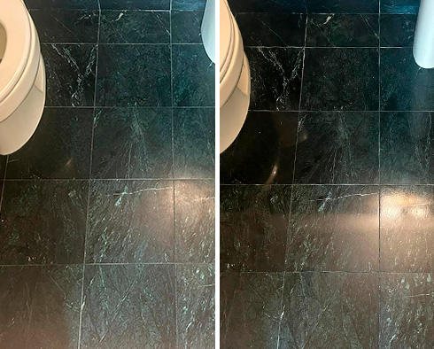 Marble Floor Before and After a Stone Polishing in Warminster