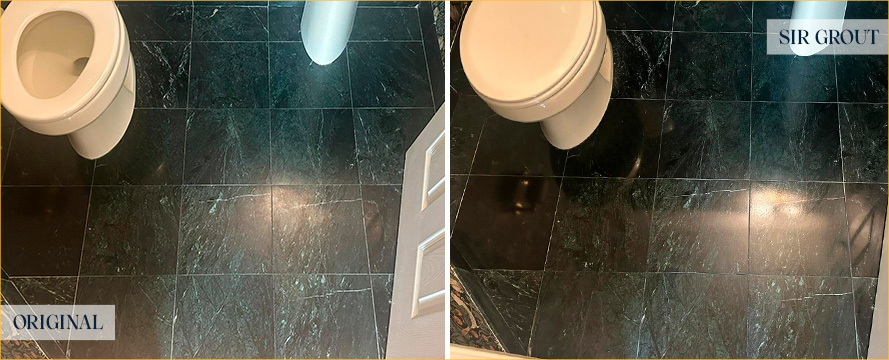 Marble Floor Before and After a Stone Polishing in Warminster