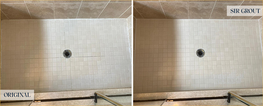 Shower Before and After a Superb Grout Sealing in Newtown, PA