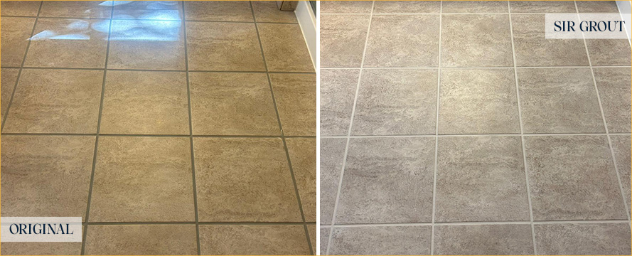 Floor Before and After Our Remarkable Hard Surface Restoration Services in Morrisville, PA