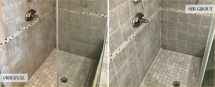 Shower Before and After a Service from Our Tile and Grout Cleaners in Warrington