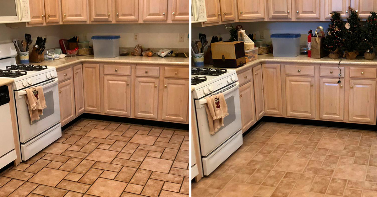 This Tile Floor in Hamilton Looks Amazing Thanks to Our Grout Cleaning  Services