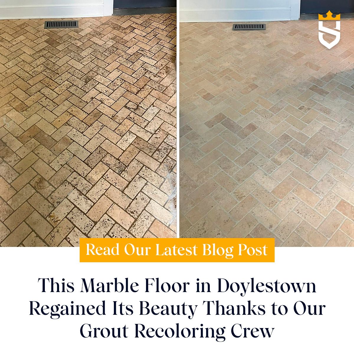 This Marble Floor in Doylestown Regained Its Beauty Thanks to Our Grout Recoloring Crew